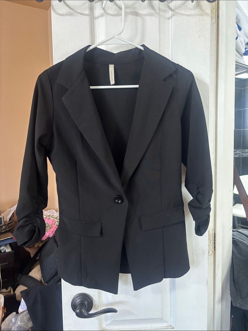 Chocolate Black Single-Button Women's Blazer